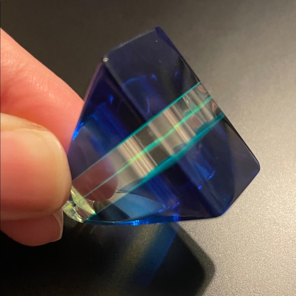 Blue and Green Geometric Lucite Ring